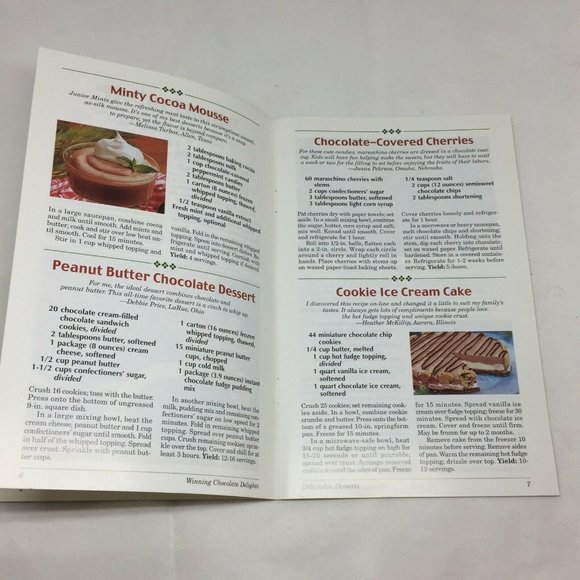 Winning Chocolate Delights Recipe Cookbook Baking Recipes Dessert Cake Pie - Picture 4 of 9